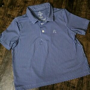 RHOBACK Polo Kids 5T Blue Excellent Texas Print Short Sleeve Performance Shirt